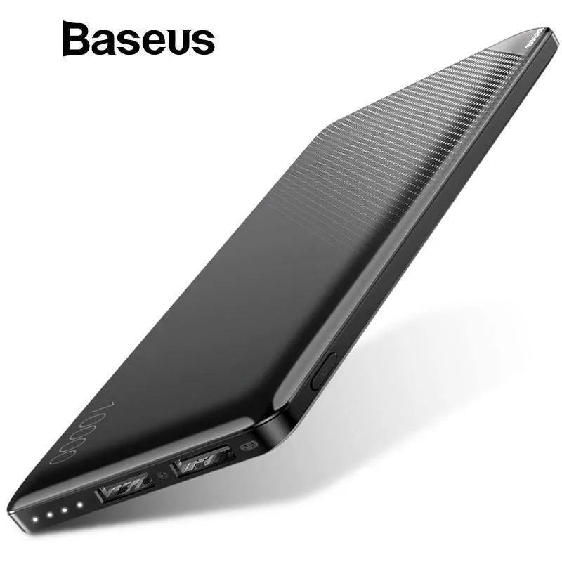Baseus 10000mAh Power Bank Für iPhone Handy Externer Akku Mini Portable Power Bank Dual USB Charger Powerbank