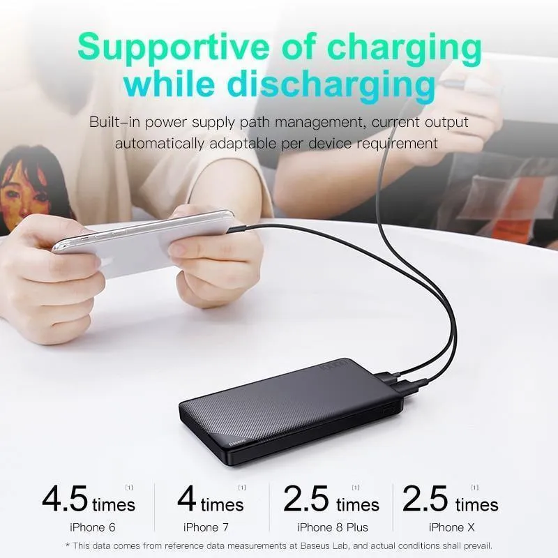 Baseus 10000mAh Power Bank Für iPhone Handy Externer Akku Mini Portable Power Bank Dual USB Charger Powerbank