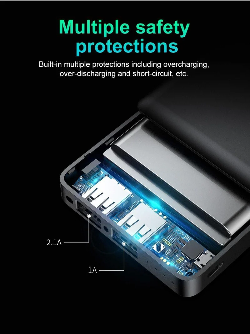 Baseus 10000mAh Power Bank Für iPhone Handy Externer Akku Mini Portable Power Bank Dual USB Charger Powerbank