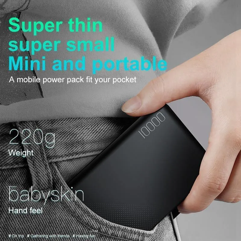 Baseus 10000mAh Power Bank Für iPhone Handy Externer Akku Mini Portable Power Bank Dual USB Charger Powerbank