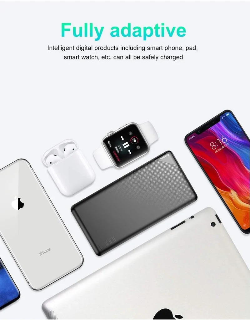 Baseus 10000mAh Power Bank Für iPhone Handy Externer Akku Mini Portable Power Bank Dual USB Charger Powerbank