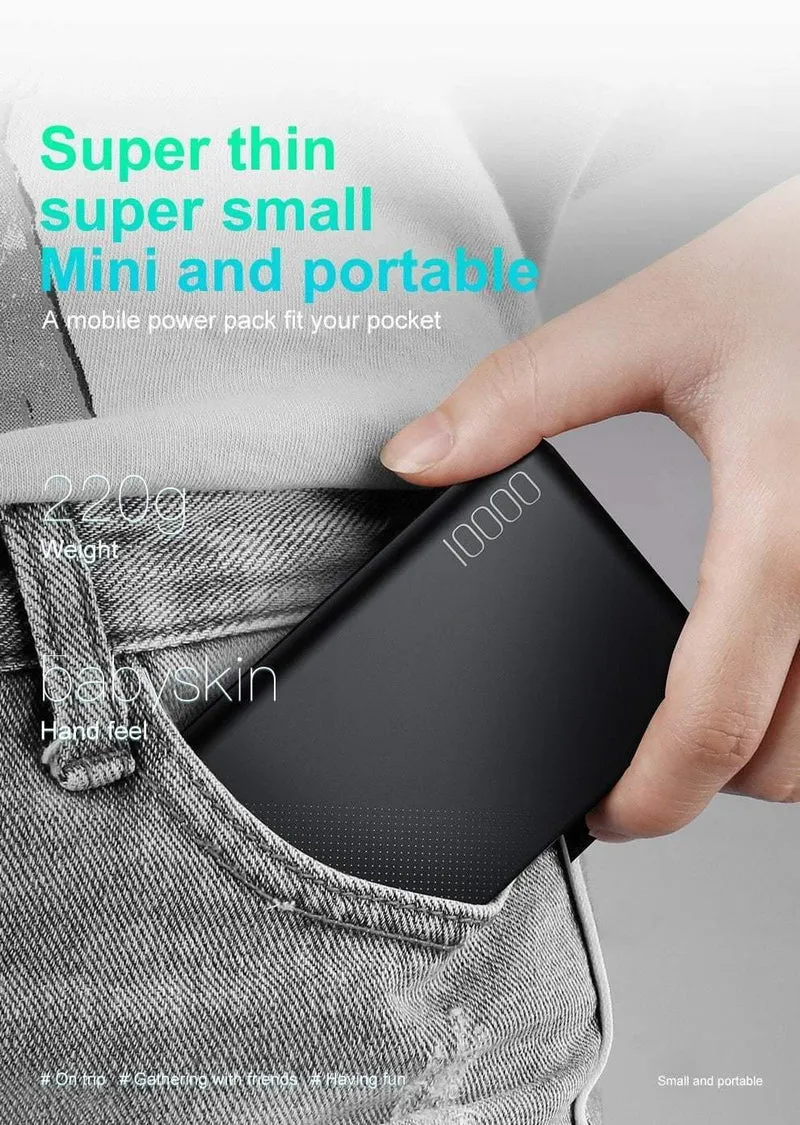Baseus 10000mAh Power Bank Für iPhone Handy Externer Akku Mini Portable Power Bank Dual USB Charger Powerbank