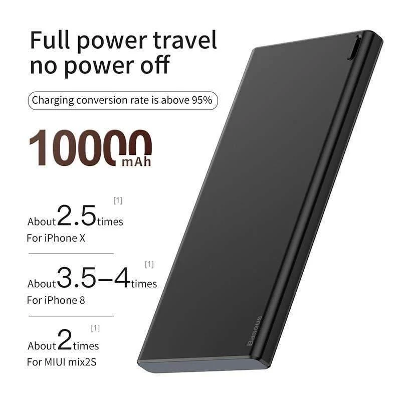 Baseus 10000mAh Power Bank für iPhone Xs Max Samsung Xiaomi Huawei Powerbank Mini Tragbares USB-Ladegerät Externer Akku