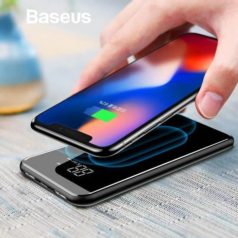 Baseus 8000mAh QI Wireless Charger Power Bank für iPhone Samsung Powerbank Dual USB Ladegerät Drahtlose externe Batterie Pack Bank