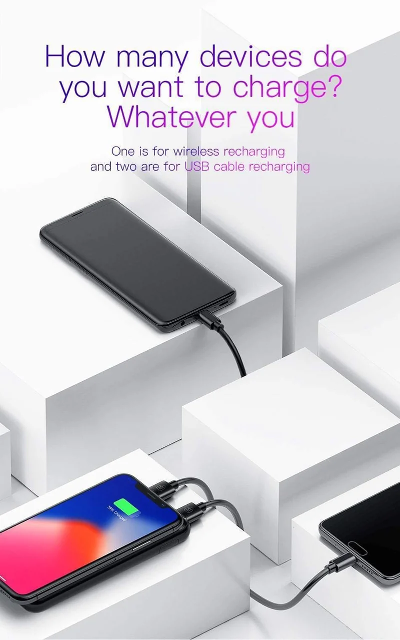 Baseus 8000mAh QI Wireless Charger Power Bank für iPhone Samsung Powerbank Dual USB Ladegerät Drahtlose externe Batterie Pack Bank