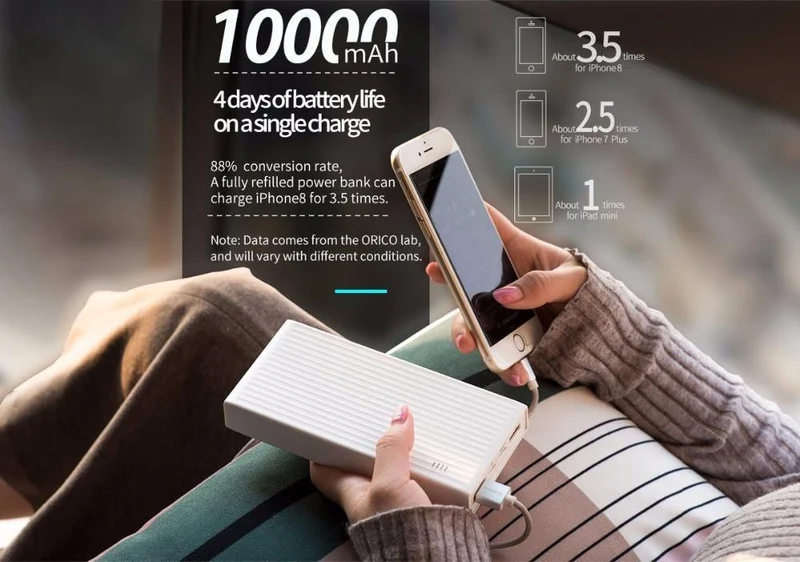 ORICO 10000-20000mAh Powerbank Tragbarer externer Akku Ultra Slim USB-Ladegerät Schnellladestrombank