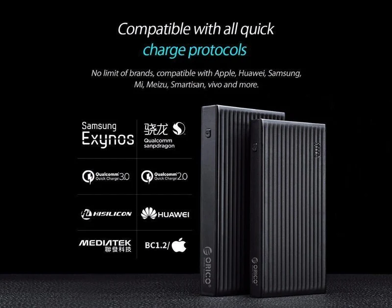 ORICO 10000-20000mAh Powerbank Tragbarer externer Akku Ultra Slim USB-Ladegerät Schnellladestrombank