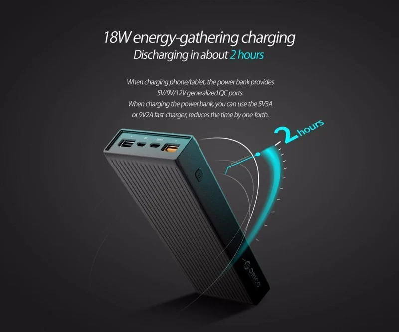 ORICO 10000-20000mAh Powerbank Tragbarer externer Akku Ultra Slim USB-Ladegerät Schnellladestrombank