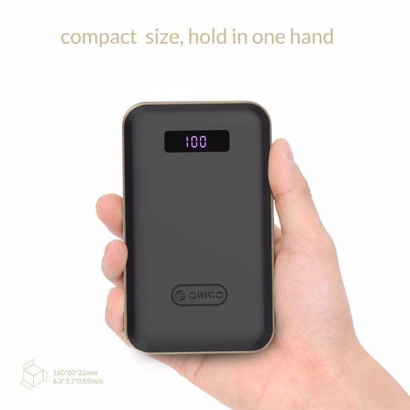 ORICO 12500mAh Typ-c Power Bank LCD Externe Batterie Tragbare Mobile Schnelle Ladegerät Dual USB Powerbank Universal Schwarz