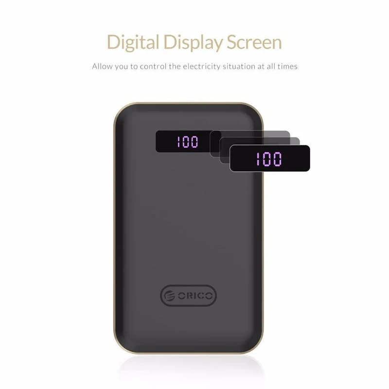 ORICO 12500mAh Typ-c Power Bank LCD Externe Batterie Tragbare Mobile Schnelle Ladegerät Dual USB Powerbank Universal Schwarz