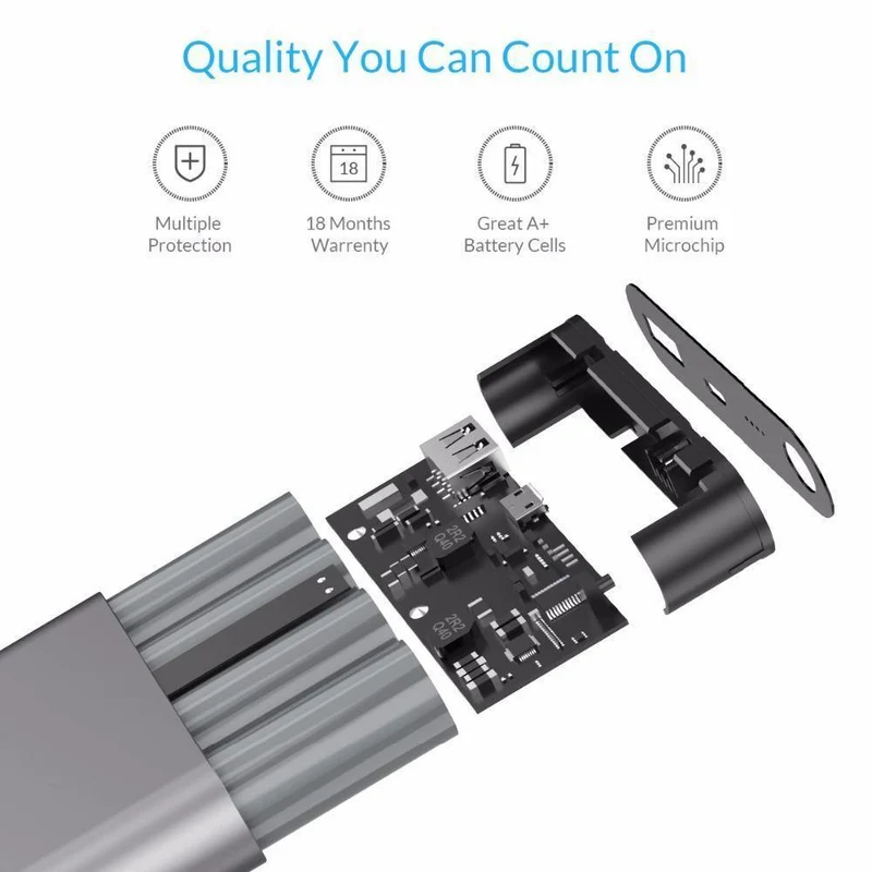 ORICO Q1 QC2.0 Power Bank Aluminium 10400 mAh Schnellladegerät 5V2A / 9V1.8A / 12V1.5A Tragbar und universell