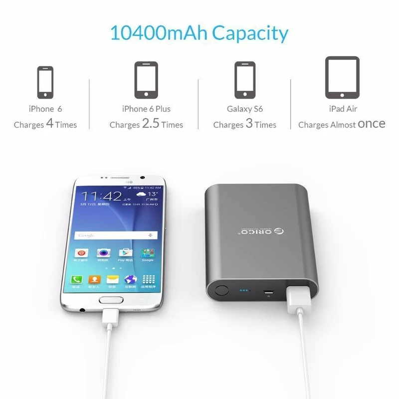 ORICO Q1 QC2.0 Power Bank Aluminium 10400 mAh Schnellladegerät 5V2A / 9V1.8A / 12V1.5A Tragbar und universell
