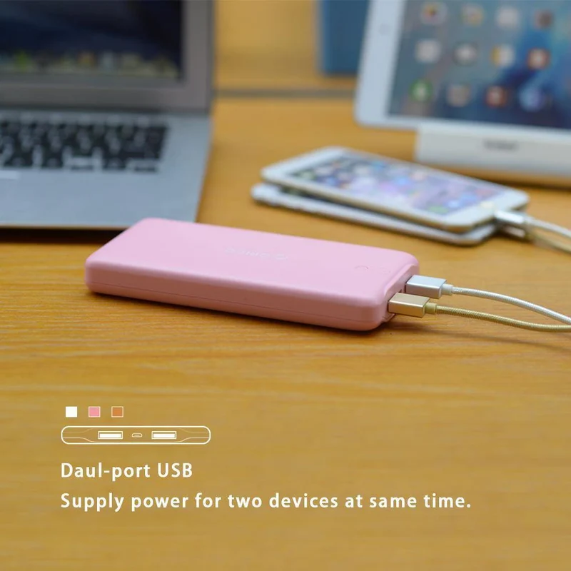 ORICO 20000 mAh Tragbare Power Bank USB 5 V 2.4 A Powerbank Externes Ladegerät für Mobiltelefone Tablet Braun/Weiß/Rosa