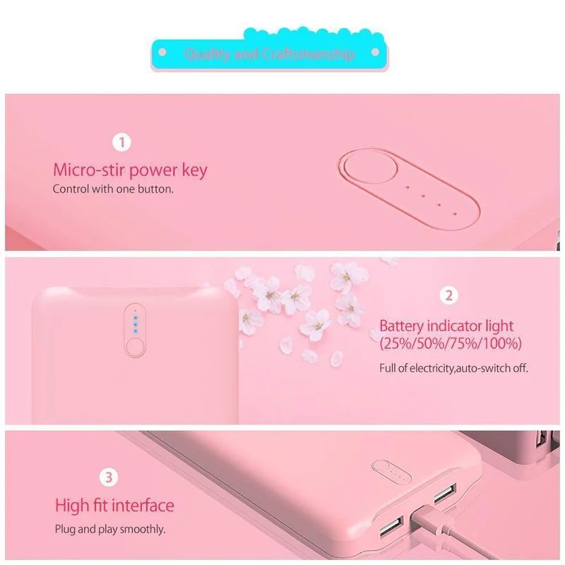 ORICO 20000 mAh Tragbare Power Bank USB 5 V 2.4 A Powerbank Externes Ladegerät für Mobiltelefone Tablet Braun/Weiß/Rosa
