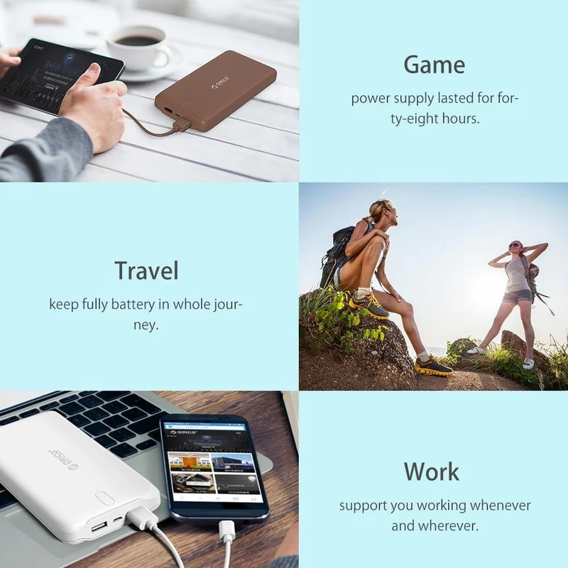 ORICO 20000 mAh Tragbare Power Bank USB 5 V 2.4 A Powerbank Externes Ladegerät für Mobiltelefone Tablet Braun/Weiß/Rosa