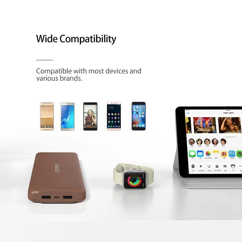 ORICO 20000 mAh Tragbare Power Bank USB 5 V 2.4 A Powerbank Externes Ladegerät für Mobiltelefone Tablet Braun/Weiß/Rosa