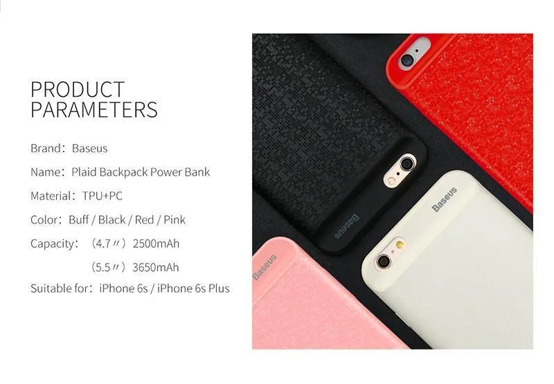 Baseus Power Case für iPhone 6s plus 2500/3650 mAh magnetische tragbare Power Bank Ladehülle für iPhone 6s externer Ersatzakku