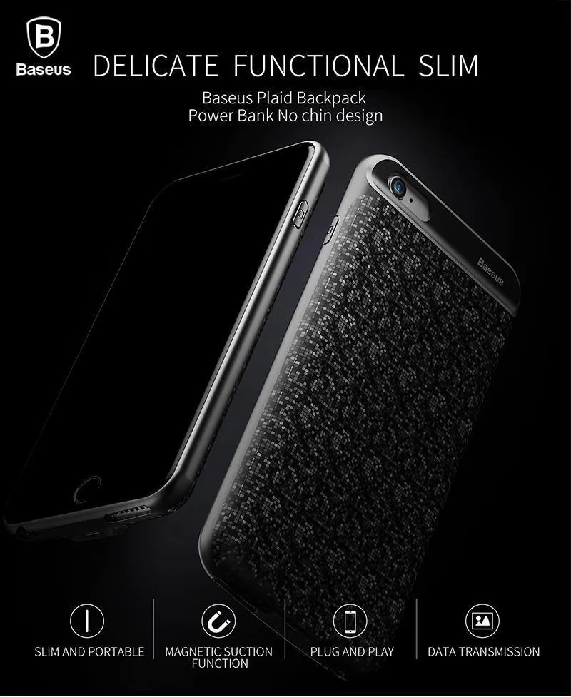 Baseus Power Case für iPhone 6s plus 2500/3650 mAh magnetische tragbare Power Bank Ladehülle für iPhone 6s externer Ersatzakku
