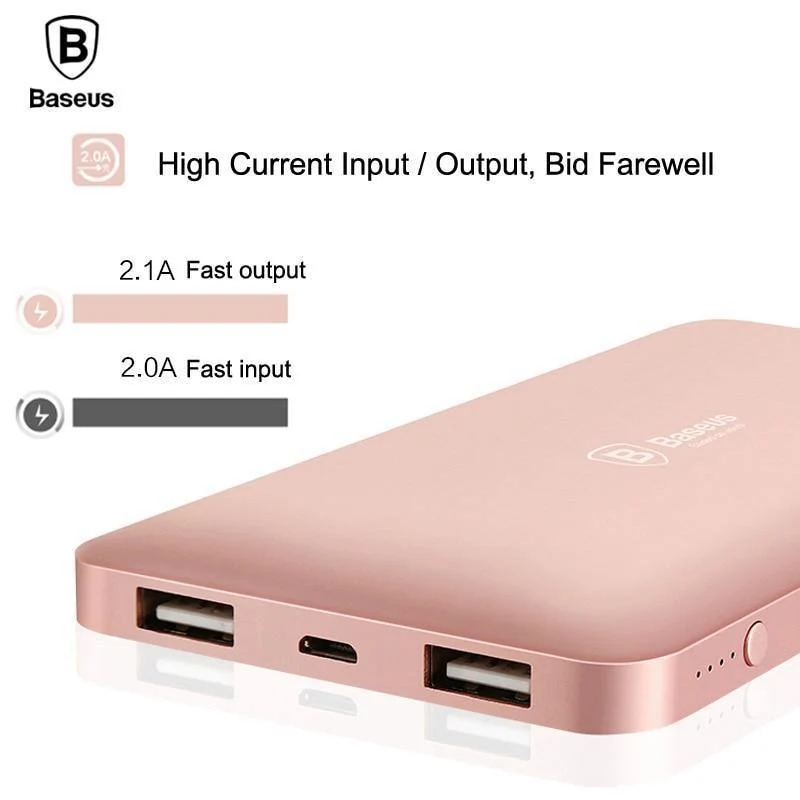 Baseus 10000mAh Dual USB Power Bank Tragbares Handy-Ladegerät Externer Akku Für iPhone 7 6s Samsung S8 Huawei Xiaomi