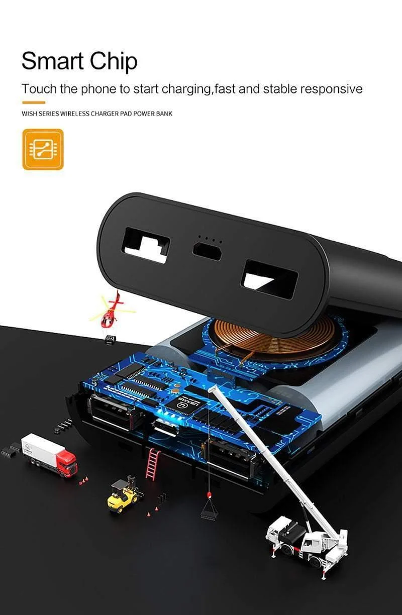 USAMS Wireless Charge Power Bank Dual USB-Ausgang Tragbares externes Akku-Ladegerät für iPhone X 8 Samsung S9 Huawei Xiaomi