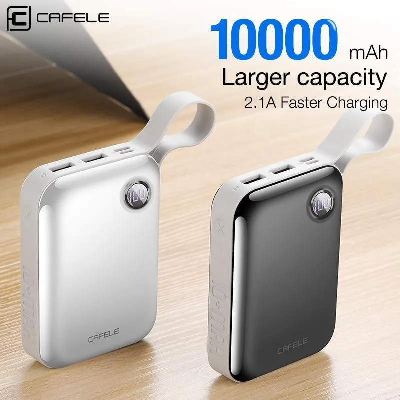 CAFELE 10000 mAh Powerbank, Dual-USB-Ausgang, externer Akku, Mikro- und Typ-C-Eingang, Powerbank, LED-Anzeige, 5 V, 2.1 A