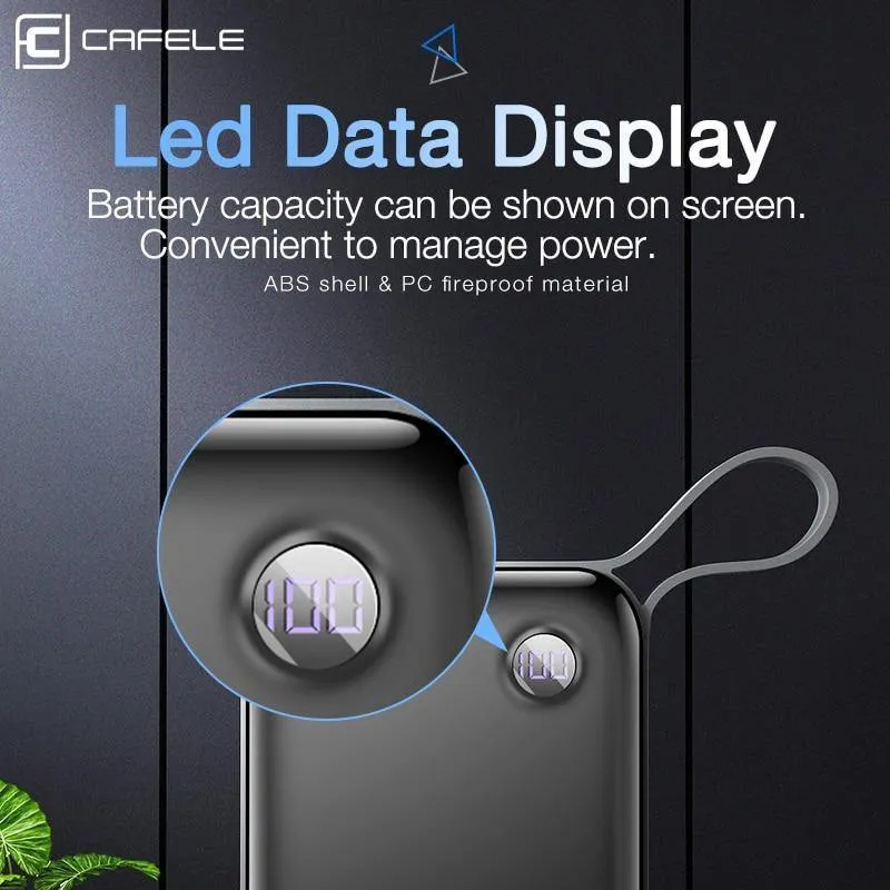 CAFELE 10000 mAh Powerbank, Dual-USB-Ausgang, externer Akku, Mikro- und Typ-C-Eingang, Powerbank, LED-Anzeige, 5 V, 2.1 A