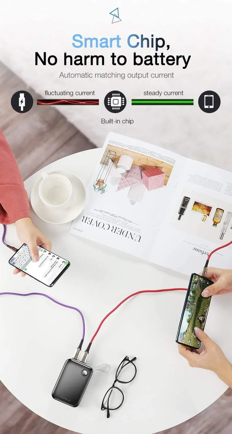 CAFELE 10000 mAh Powerbank, Dual-USB-Ausgang, externer Akku, Mikro- und Typ-C-Eingang, Powerbank, LED-Anzeige, 5 V, 2.1 A