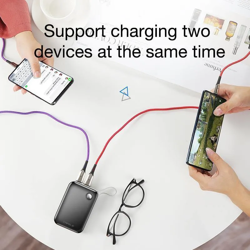 CAFELE 10000 mAh Powerbank, Dual-USB-Ausgang, externer Akku, Mikro- und Typ-C-Eingang, Powerbank, LED-Anzeige, 5 V, 2.1 A