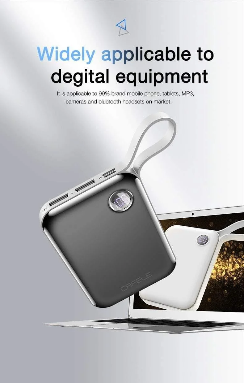 CAFELE 10000 mAh Powerbank, Dual-USB-Ausgang, externer Akku, Mikro- und Typ-C-Eingang, Powerbank, LED-Anzeige, 5 V, 2.1 A