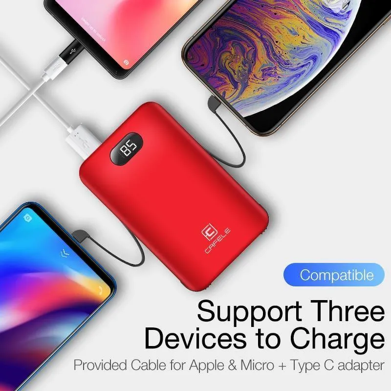 CAFELE 8000 mAh Dual USB Power Bank Eingebauter Ausgang Externer Akku Aufladen Für iPhone Samsung Huawei Xiaomi LED Display