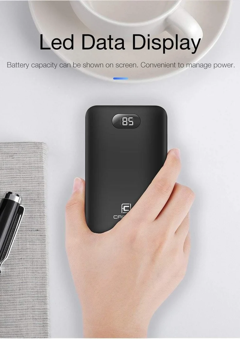 CAFELE 8000 mAh Dual USB Power Bank Eingebauter Ausgang Externer Akku Aufladen Für iPhone Samsung Huawei Xiaomi LED Display