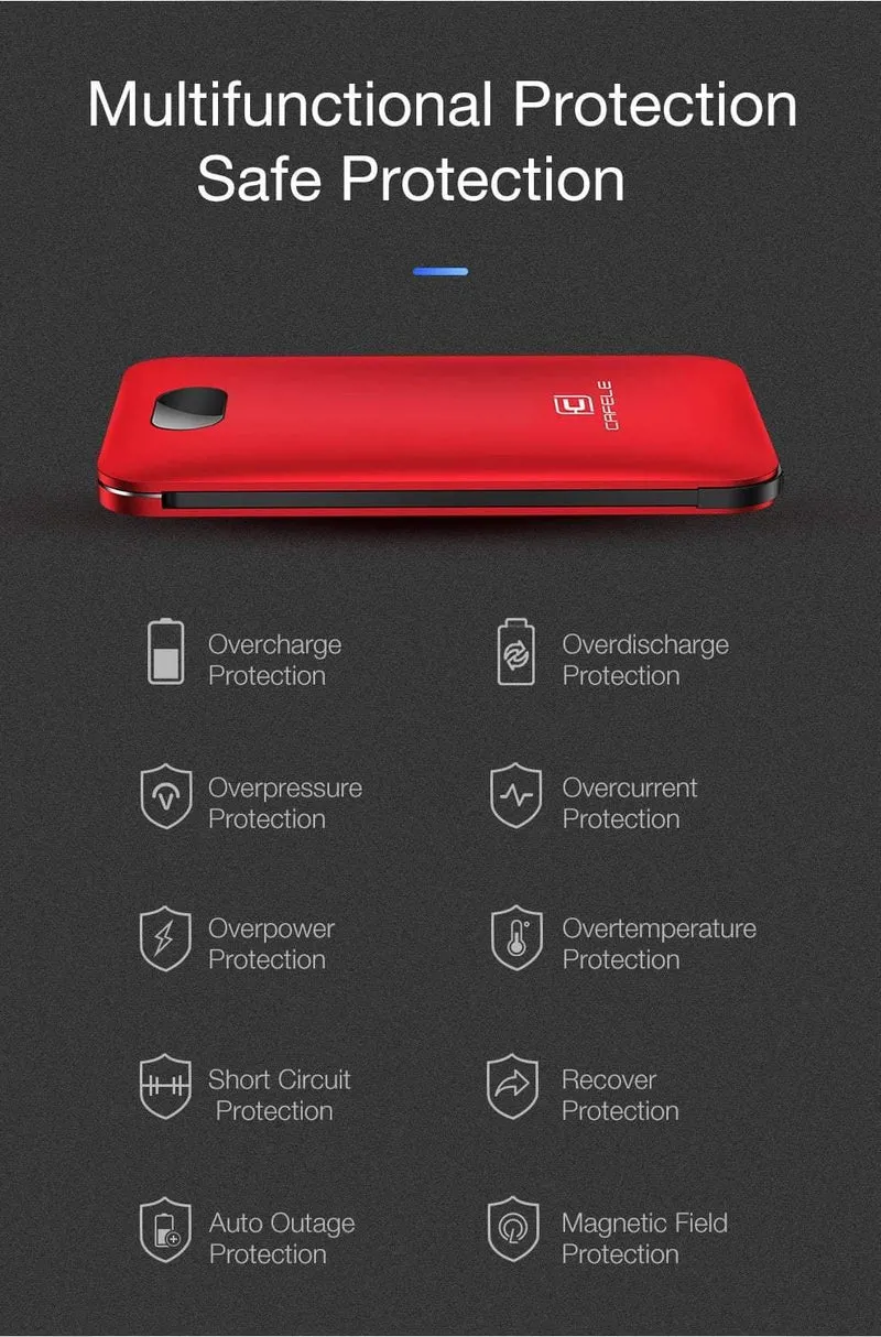 CAFELE 8000 mAh Dual USB Power Bank Eingebauter Ausgang Externer Akku Aufladen Für iPhone Samsung Huawei Xiaomi LED Display