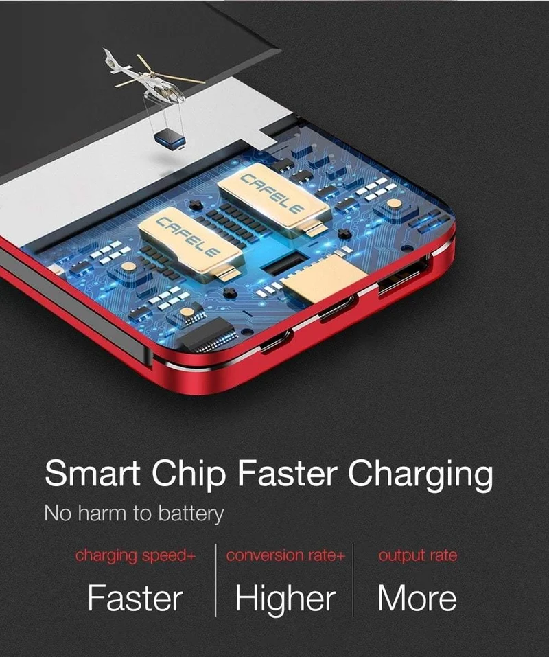 CAFELE 8000 mAh Dual USB Power Bank Eingebauter Ausgang Externer Akku Aufladen Für iPhone Samsung Huawei Xiaomi LED Display