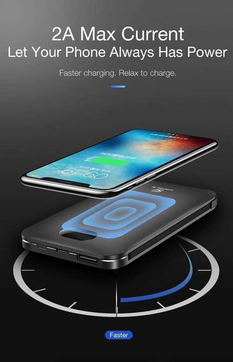 CAFELE 8000 mAh Dual USB Power Bank Eingebauter Ausgang Externer Akku Aufladen Für iPhone Samsung Huawei Xiaomi LED Display