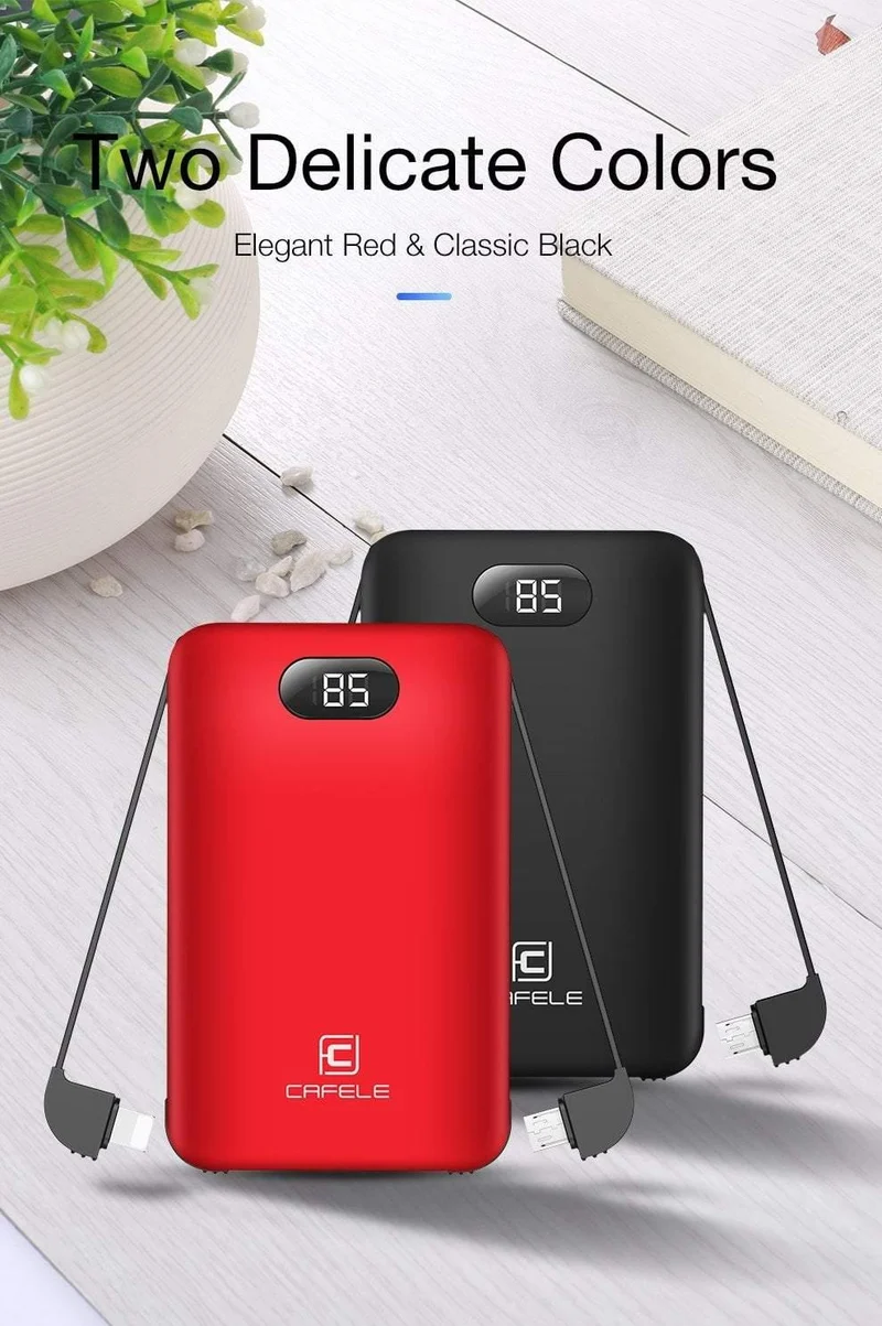 CAFELE 8000 mAh Dual USB Power Bank Eingebauter Ausgang Externer Akku Aufladen Für iPhone Samsung Huawei Xiaomi LED Display