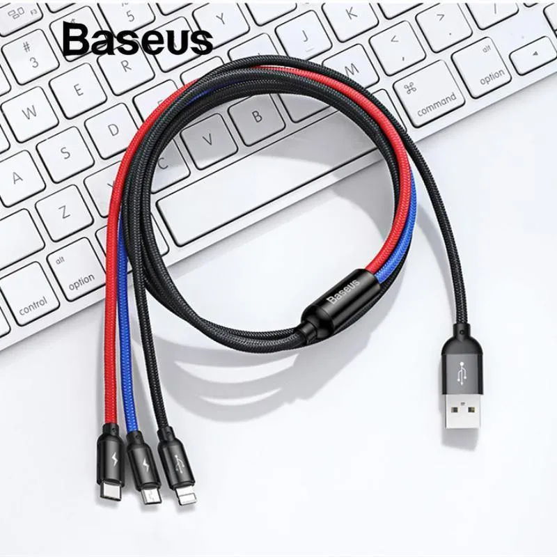 Baseus 3 in 1 USB Kabel für Handy Micro USB Typ C Ladekabel für iPhone Ladekabel Micro USB Ladekabel