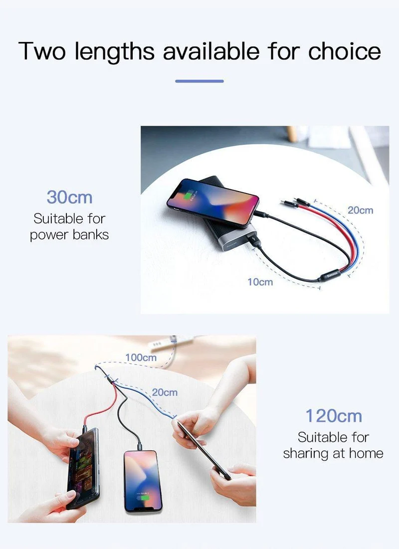 Baseus 3 in 1 USB Kabel für Handy Micro USB Typ C Ladekabel für iPhone Ladekabel Micro USB Ladekabel