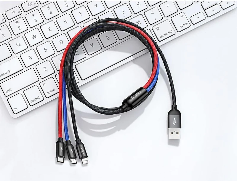 Baseus 3 in 1 USB Kabel für Handy Micro USB Typ C Ladekabel für iPhone Ladekabel Micro USB Ladekabel