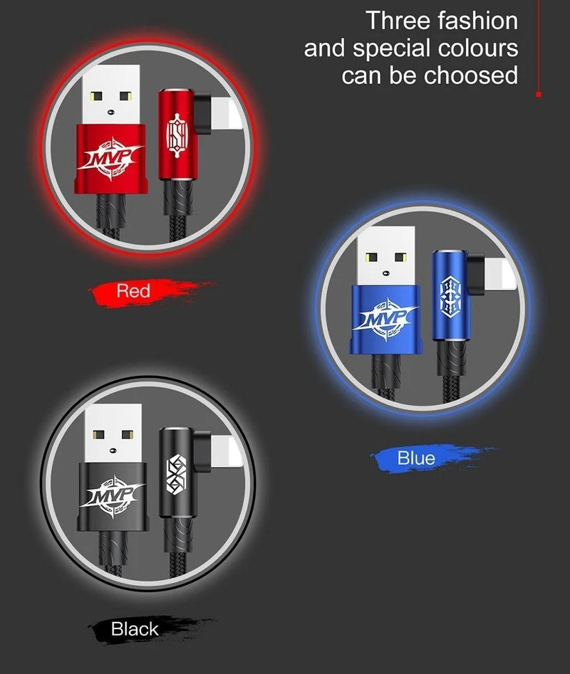 Baseus 90-Grad-USB-Kabel für iPhone 5 6 6S 7 8 Schnellladekabel für iPad USB-Ladekabel L-Typ-Handy-Datenkabel