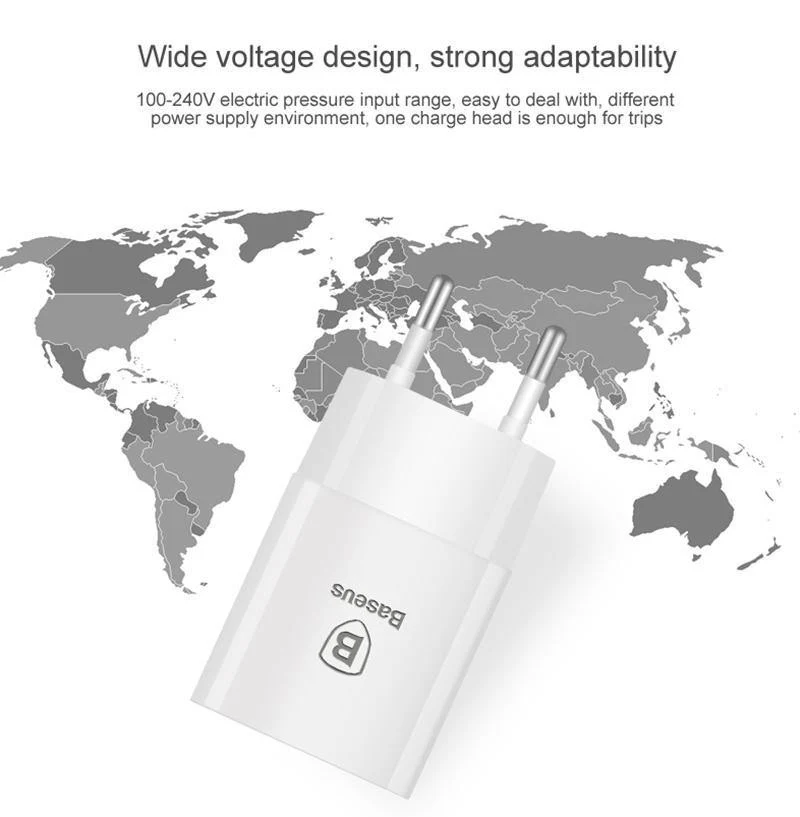 Baseus USB-Ladegerät für Mobiltelefone EU-Ladegerätstecker Reise-Wandladegerät-Adapter für iPhone iPad Samsung Xiaomi Telefonladegerät