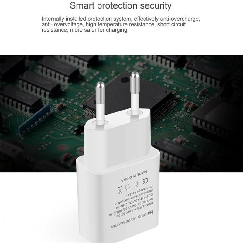Baseus USB-Ladegerät für Mobiltelefone EU-Ladegerätstecker Reise-Wandladegerät-Adapter für iPhone iPad Samsung Xiaomi Telefonladegerät