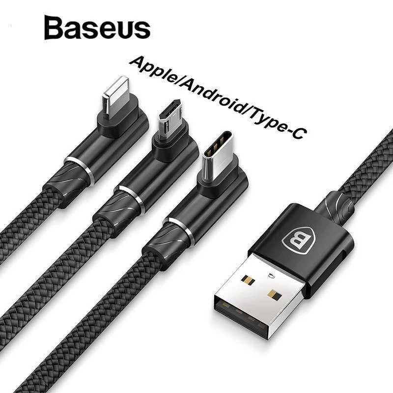 Baseus 3-in-1-Micro-USB-Typ-C-Kabel für USB-C-Handy, Typ-C-Kabel für Samsung Galaxy S9, S8 Plus, Ladekabel für iPhone