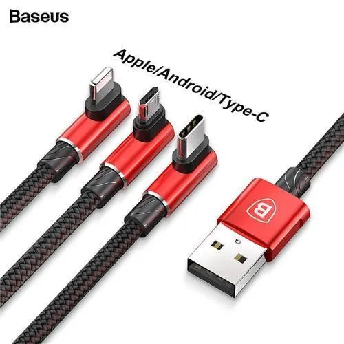 Baseus 3-in-1-Micro-USB-Typ-C-Kabel für USB-C-Handy, Typ-C-Kabel für Samsung Galaxy S9, S8 Plus, Ladekabel für iPhone
