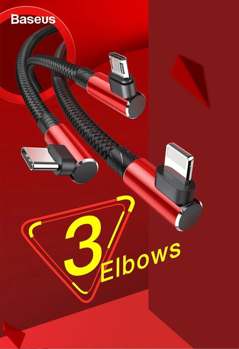 Baseus 3-in-1-Micro-USB-Typ-C-Kabel für USB-C-Handy, Typ-C-Kabel für Samsung Galaxy S9, S8 Plus, Ladekabel für iPhone