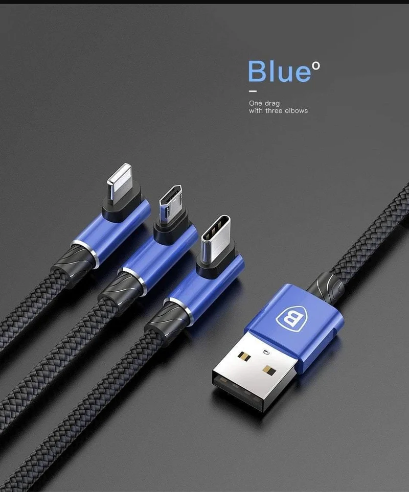 Baseus 3-in-1-Micro-USB-Typ-C-Kabel für USB-C-Handy, Typ-C-Kabel für Samsung Galaxy S9, S8 Plus, Ladekabel für iPhone