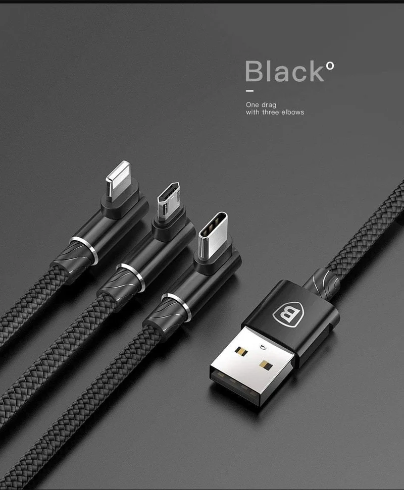 Baseus 3-in-1-Micro-USB-Typ-C-Kabel für USB-C-Handy, Typ-C-Kabel für Samsung Galaxy S9, S8 Plus, Ladekabel für iPhone