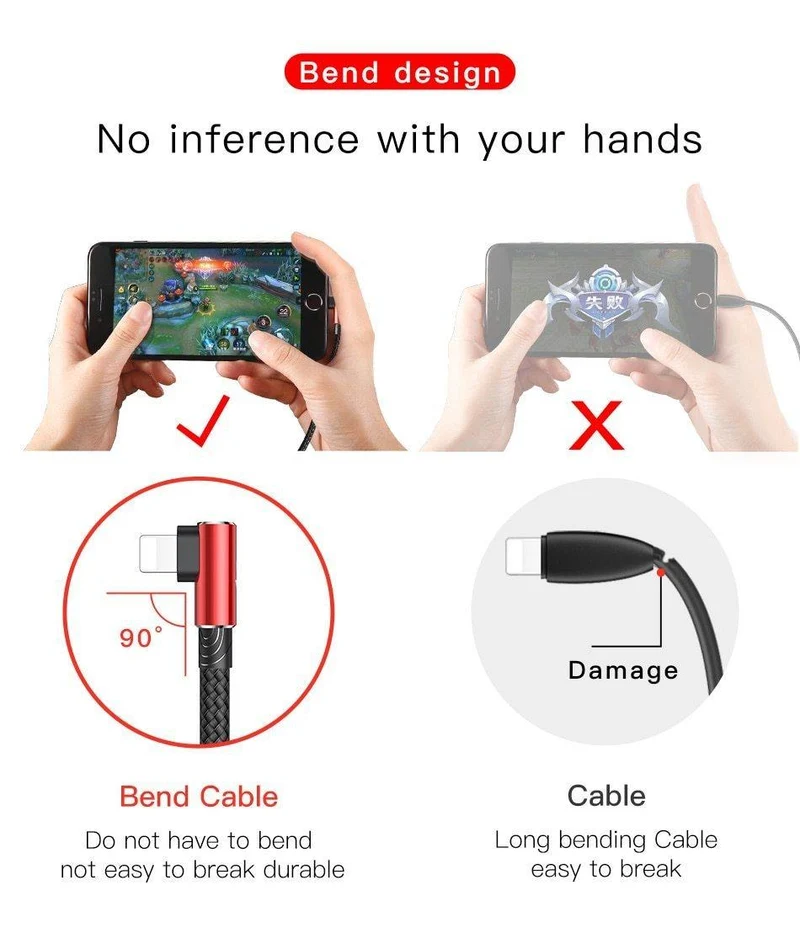 Baseus 3-in-1-Micro-USB-Typ-C-Kabel für USB-C-Handy, Typ-C-Kabel für Samsung Galaxy S9, S8 Plus, Ladekabel für iPhone