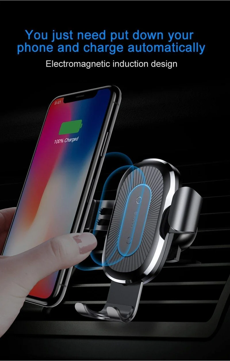 Baseus Qi Auto-Wireless-Ladegerät für iPhone 8 X XS Max XR Samsung Handy-Ladegerät 10W schnelles kabelloses Auto-Ladehalterung