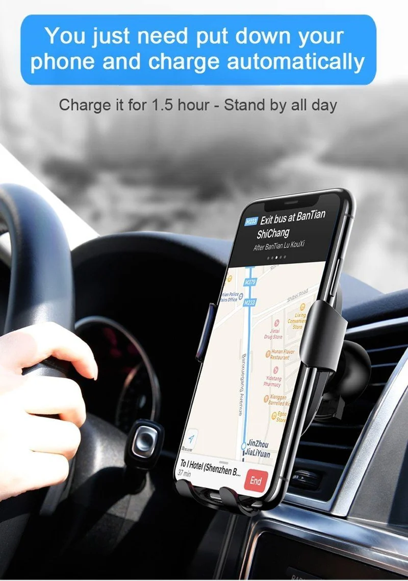 Baseus Qi Auto-Wireless-Ladegerät für iPhone 8 X XS Max XR Samsung Handy-Ladegerät 10W schnelles kabelloses Auto-Ladehalterung