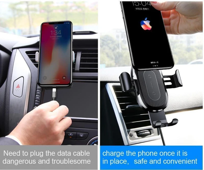 Baseus Qi Auto-Wireless-Ladegerät für iPhone 8 X XS Max XR Samsung Handy-Ladegerät 10W schnelles kabelloses Auto-Ladehalterung